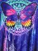 Plus Size & Curve Butterfly Print Crisscross High Waist Boyleg Modest Tankini  Swimsuit -  