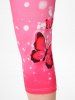 Legging Corsaire Courbe à Imprimé Papillon à Taille Haute de Grande Taille - Rose clair 5x | US 30-32