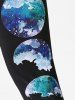High Waisted Earth Printed Plus Size Leggings -  