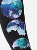High Waisted Earth Printed Plus Size Leggings -  