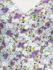 Robe Ligne A Festonnée Fleurie Croisée à Epaule Dénudée de Grande Taille - Violet clair 1X | US 14-16