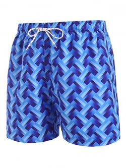 Shorts de Playa con Estampado Geométrico - BLUE - M