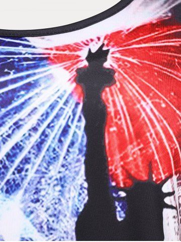 Plus Size & Curve Lady Liberty American Flag Print Patriotic T Shirt