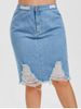 Plus Size Ripped Denim Skirt -  
