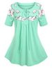 Plus Size Butterfly Embroidery Mesh Insert T Shirt -  