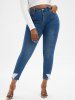 Plus Size Lace Butterfly High Rise Jeans -  