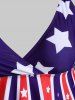 Plus Size & Curve Patriotic American Flag Surplice Boyshort Modest Tankini Swimsuit -  