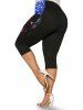 Plus Size American Flag Skull Print Patriotic Capri Leggings -  