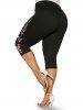 Plus Size & Curve Butterfly American Flag Print Patriotic Capri Leggings -  