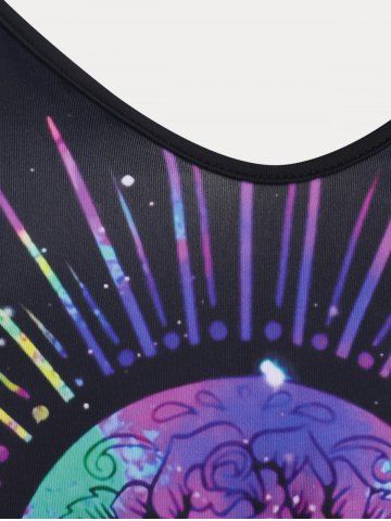 Plus Size & Curve Rainbow Skull Print Gothic Tank Top (Adjustable Straps)