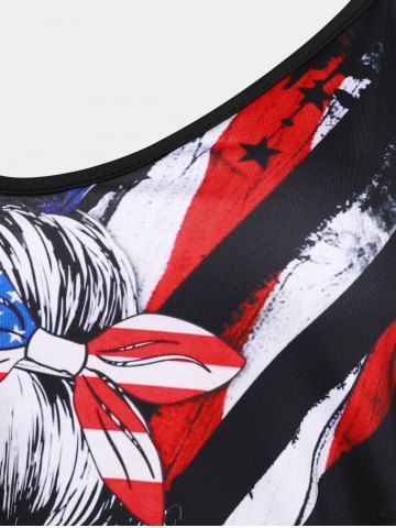 Plus Size & Curve American Flag Skull Patriotic Tank Top (Adjustable Straps)