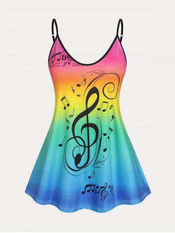 Plus Size & Curve Music Note Ombre Tank Top