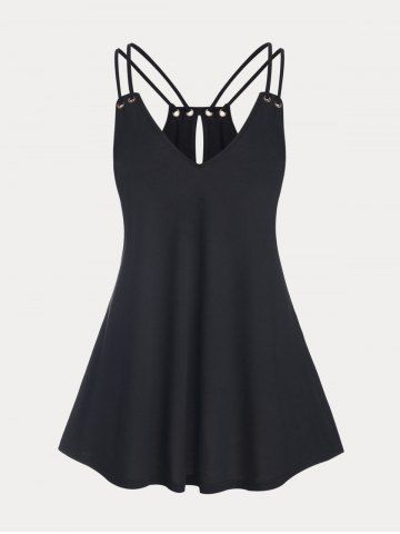 Plus Size & Curve Strappy V Neck Flowy Tank Top