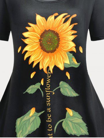 Plus Size and Curve Sunflower Letter Print Graphic Tee