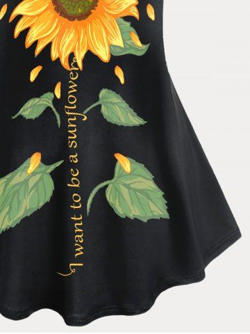 Plus Size and Curve Sunflower Letter Print Graphic Tee