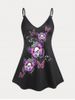 Plus Size & Curve Butterfly Skull Print Gothic Flowy Tank Top -  