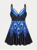 Plus Size & Curve Print Modest Tankini Swimsuit -  