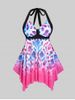 Plus Size & Curve Halter Ombre Handkerchief Padded Tankini Swimsuit -  