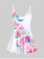 Plus Size & Curve Butterfly Rose Tank Top -  