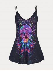 Plus Size & Curve Rainbow Skull Print Gothic Tank Top (Adjustable Straps) - 5xl  