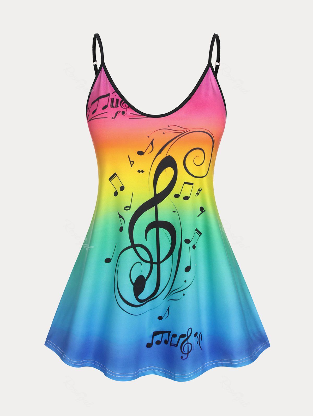 Hot Plus Size & Curve Music Note Ombre Tank Top  