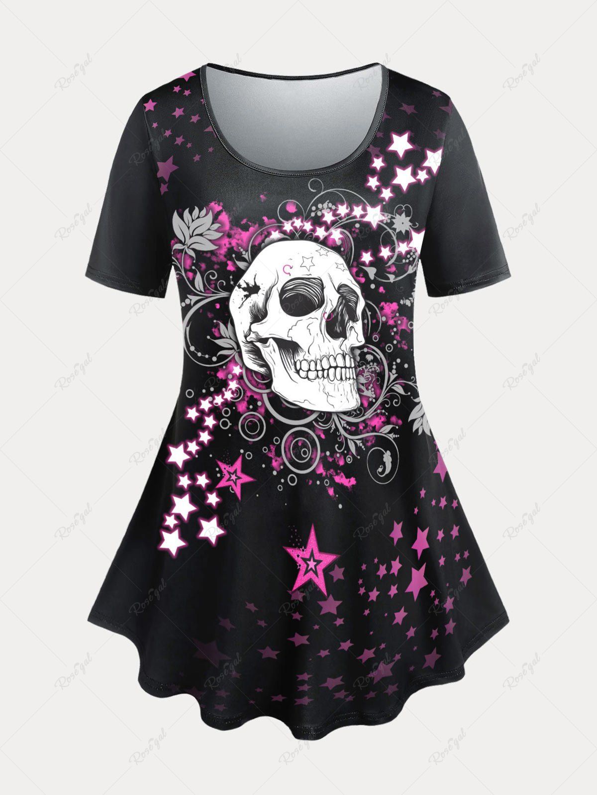 Affordable Plus Size & Curve Skull Stars Tee  