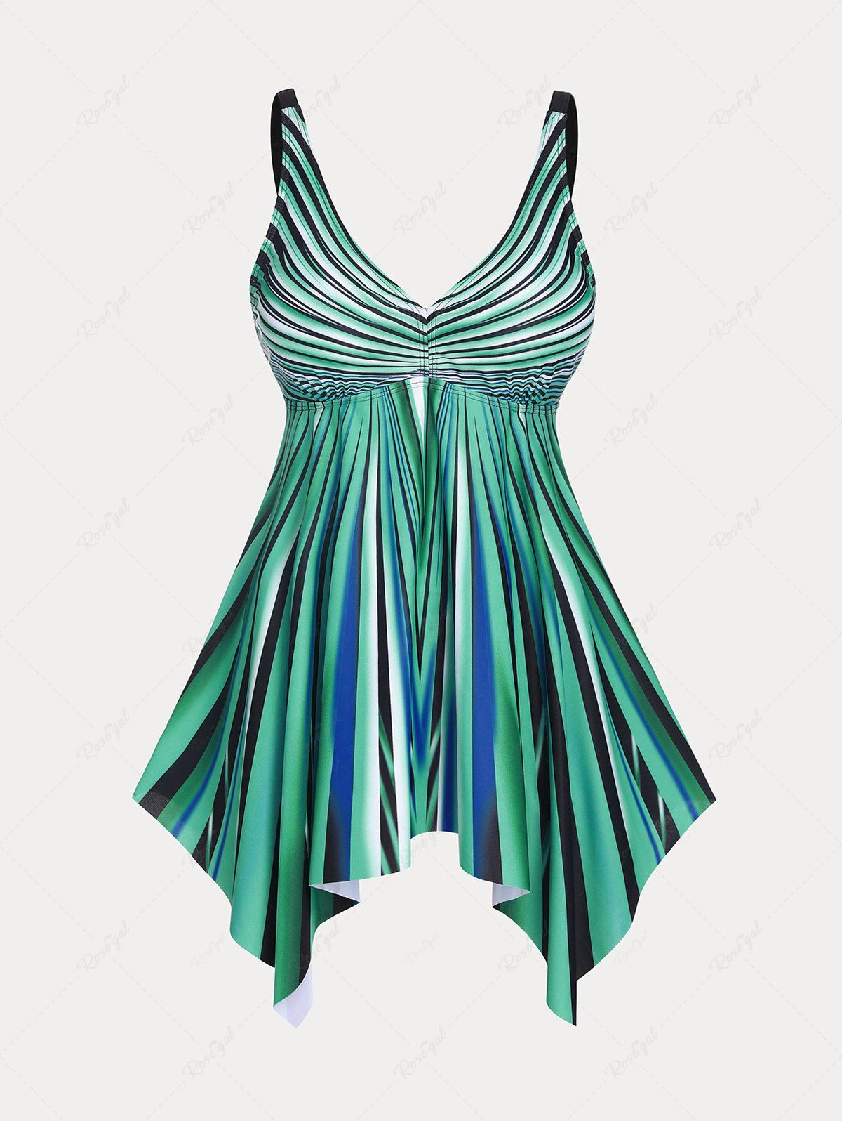 Buy Plus Size & Curve Handkerchief Striped Tankini Swimsuit  