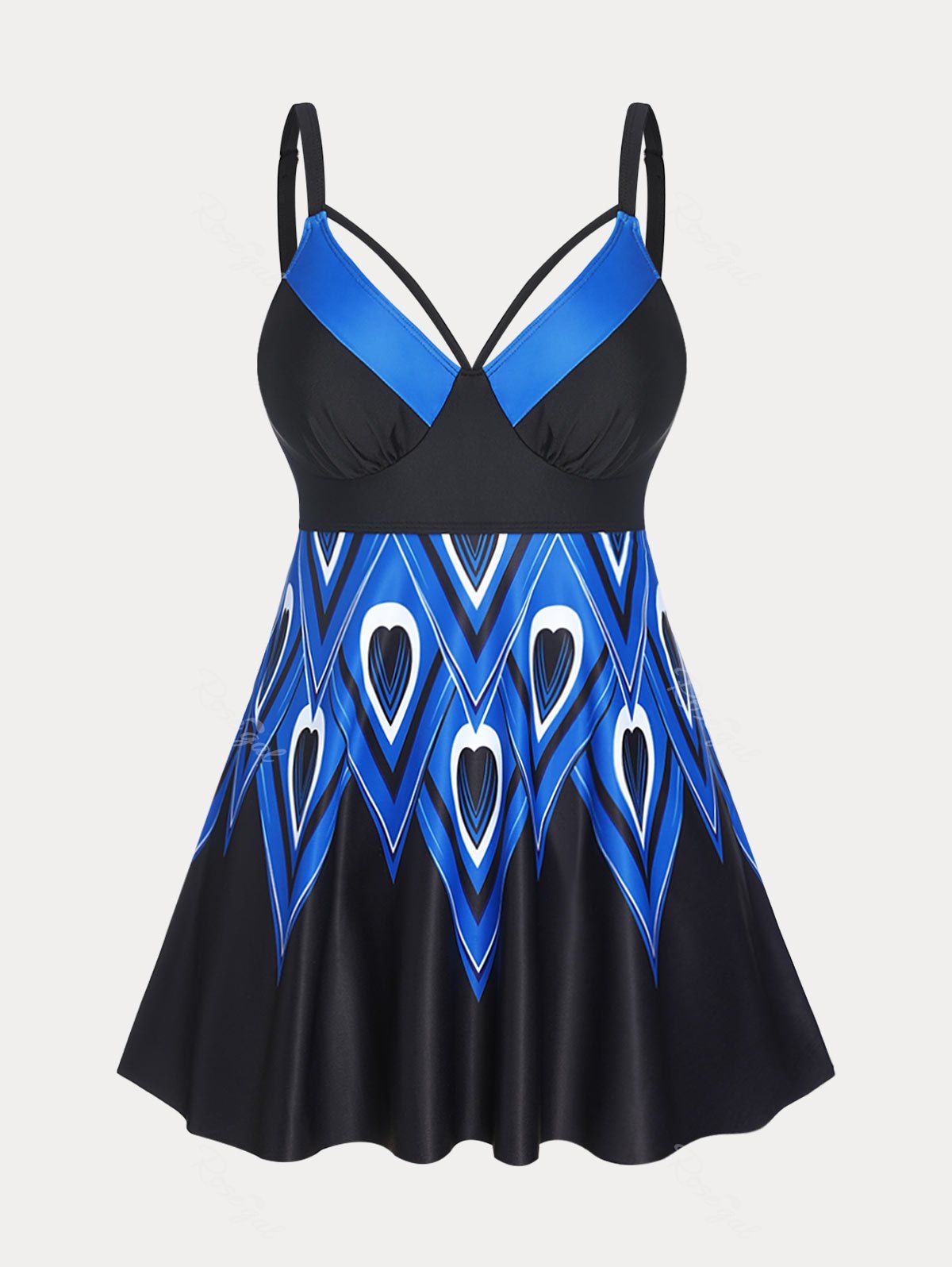 Fashion Plus Size & Curve Print Modest Tankini Swimsuit  