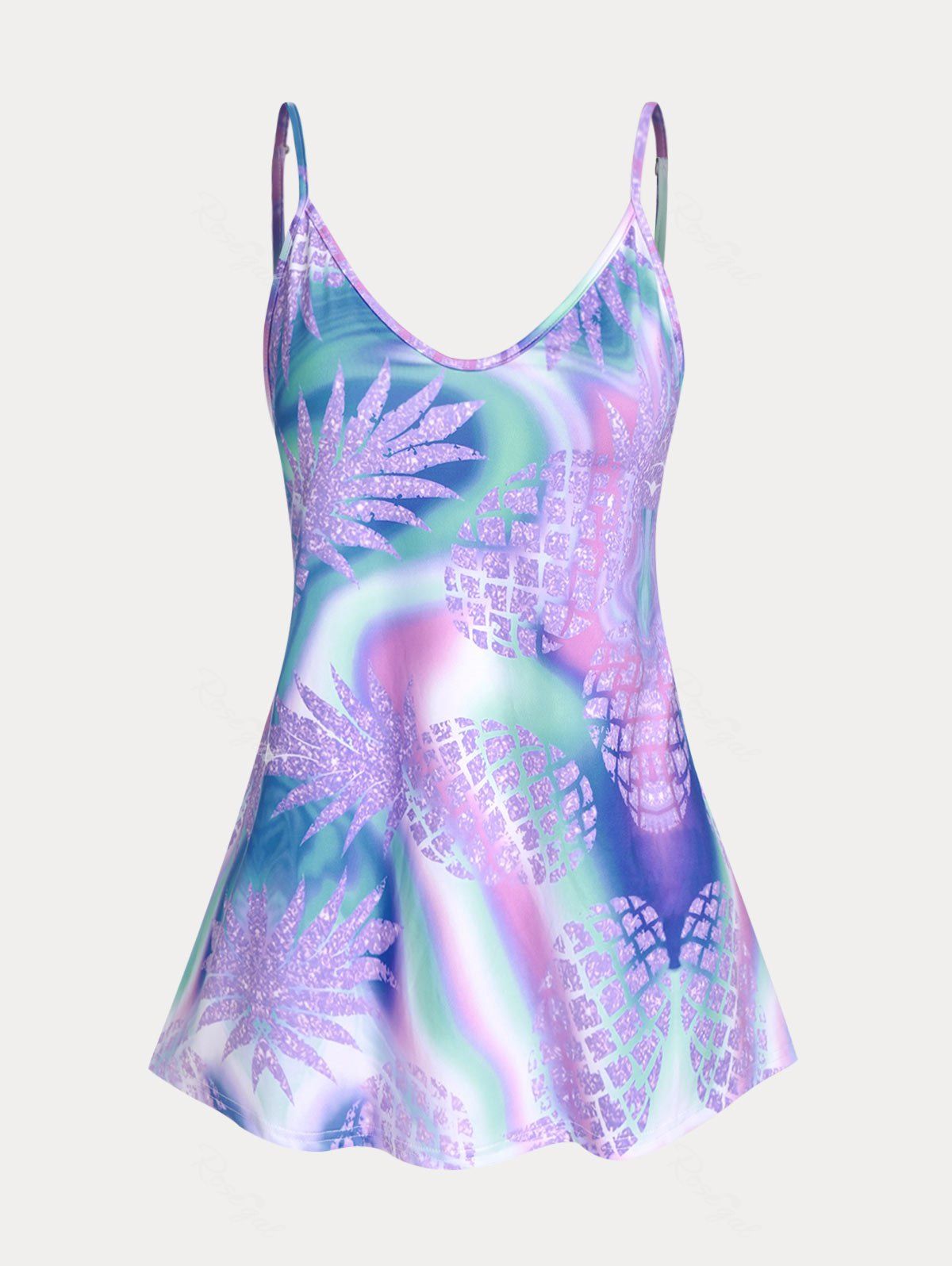 Buy Plus Size & Curve Pineapple Swirl Printed Tank Top  