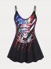 Patriotic American Flag Skull Top and Skinny Capri Jeggings Plus Size Summer Outfit -  