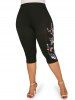 Patriotic American Flag Heart Print Tee and Capri Leggings Plus Size Summer Outfit -  
