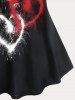 Patriotic American Flag Heart Print Tee and Capri Leggings Plus Size Summer Outfit -  
