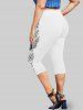 Plus Size & Curve High Rise Butterfly Print Capri Leggings -  