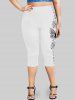 Plus Size & Curve High Rise Butterfly Print Capri Leggings -  