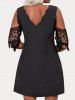Mini-Robe Festonnée Panneau en Dentelle à Epaule Dénudée Grande Taille - Noir 2X | US 18-20