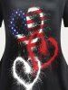 Plus Size & Curve Heart American Flag Print Patriotic Tee -  