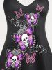 Plus Size & Curve Butterfly Skull Print Gothic Flowy Tank Top -  