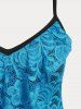 Plus Size & Curve Colorblock Backless Lace Cami Tank Top -  