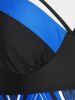 Maillot de Bain Tankini Modeste Courbe Imprimé de Grande Taille - Bleu 2X