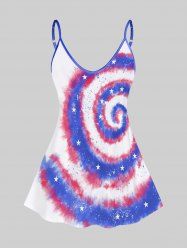 Plus Size & Curve Star Colorblock Patriotic Tank Top -  