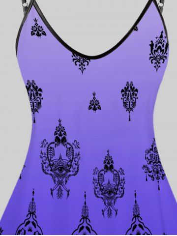 Plus Size & Curve Tribal Skull Print Gothic Tank Top