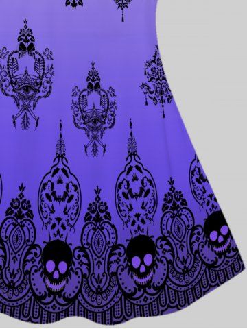 Plus Size & Curve Tribal Skull Print Gothic Tank Top