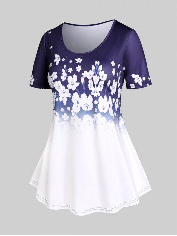 Floral Ombre Tee and Leggings Plus Size Summer Outfit