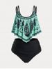 Plus Size & Curve Ruffled Dreamcatcher Print Tankini Swimsuit -  
