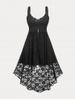 Plus Size & Curve Flare Dress and High Low Sheer Lace Skirt Set -  
