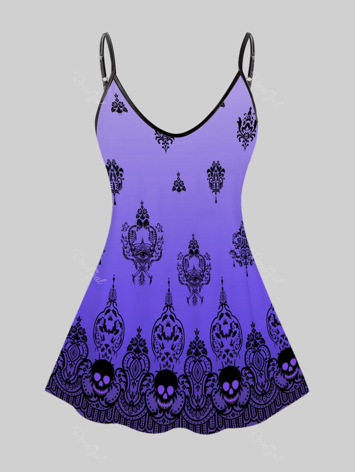 Online Plus Size & Curve Tribal Skull Print Gothic Tank Top  