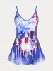 Patriotic American Flag Skulls Tank Top and Leggings Plus Size Summer Outfit -  