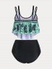 Plus Size & Curve Ruffled Dreamcatcher Print Tankini Swimsuit -  