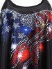 Rhinestone Flag Print Cinched Tankini Swimsuit -  