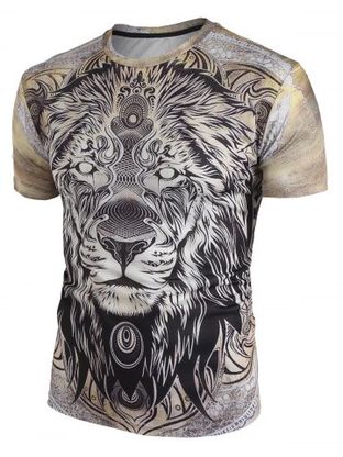 Lion Pattern Short Sleeve T-shirt